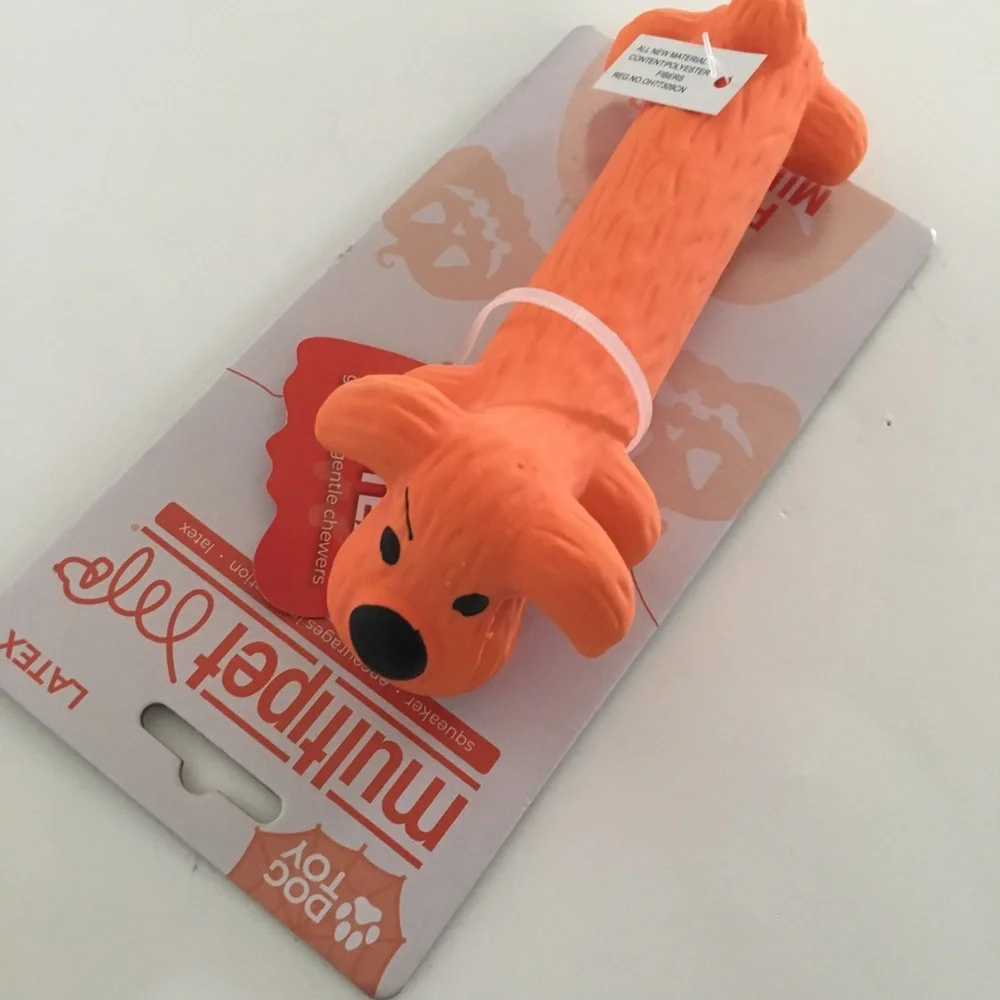 6” Dog Toy Latex Squeaker Orange Dog by Multipet